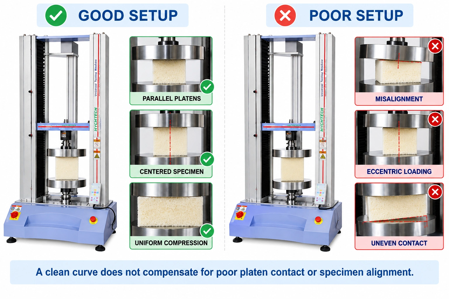 ASTM D1621 rigid foam compression platen alignment